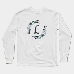 Floral Monogram L Dark Bohemian Flora Long Sleeve T-Shirt